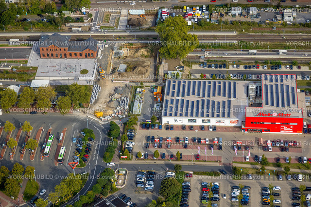 Dorsten230906195 | Luftbild, Media Markt, Bahnhof Dorsten, Dorsten, Ruhrgebiet, Nordrhein-Westfalen, Deutschland