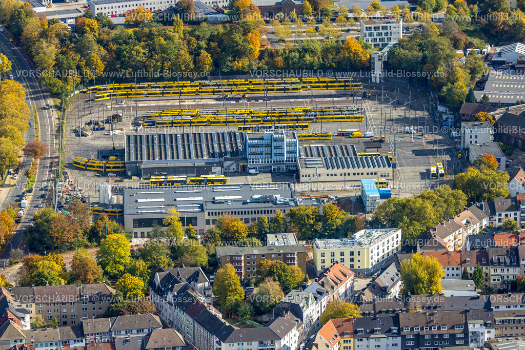 Essen251003468Mitte | Luftbild, Ruhrbahn Betriebshof, Straßenbahn und Bus Depot, Ostviertel, Essen, Ruhrgebiet, Nordrhein-Westfalen, Deutschland