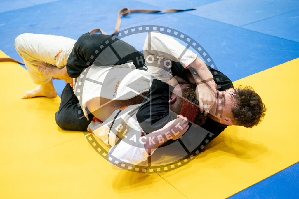 20240124PBB01025 | Fighters compete during the second day of the IBJJF European Championship in Paris, France, on January 24, 2024.