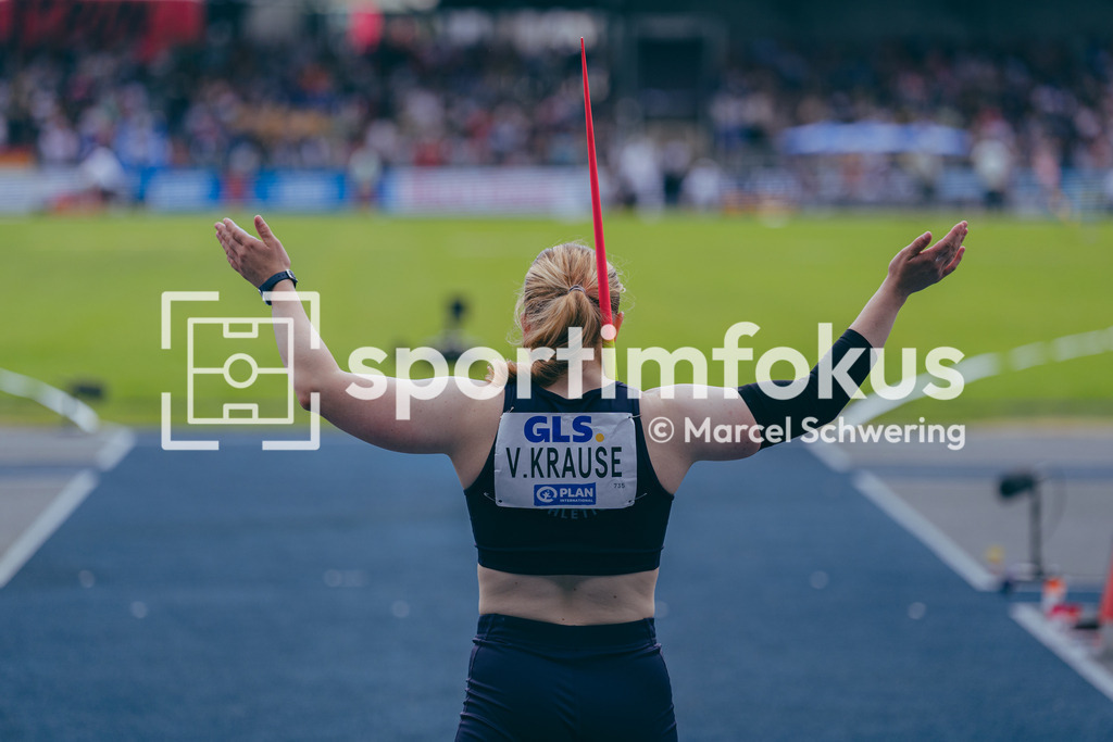 Deutsche Meisterschaften der Frauen und Männer 2026 | Victoria Krause, Düsseldorf Athletics, Speerwurf, Deutsche Meisterschaften der Frauen und Männer 2026, Lohrheidestadion Bochum-Wattenscheid, 26.07.2026. Foto: Marcel Schwering / sportimfokus - Realisiert mit Pictrs.com