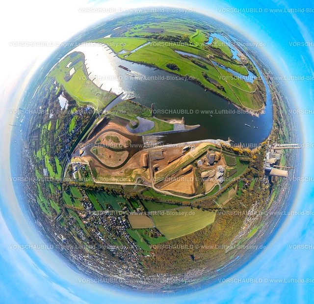 Dinslaken2211200021Emschermuendung | Luftbild der alten und der neuen Emschermündung auf der Stadtgrenze zwischen Dinslaken und Voerde, Mündung in den Fluß Rhein, Emscherumbau, EGLV, Emschergenossenschaft, neue Emschermündung, Fischtreppe, Ruhrgebiet, Nordrhein-Westfalen, Deutschland