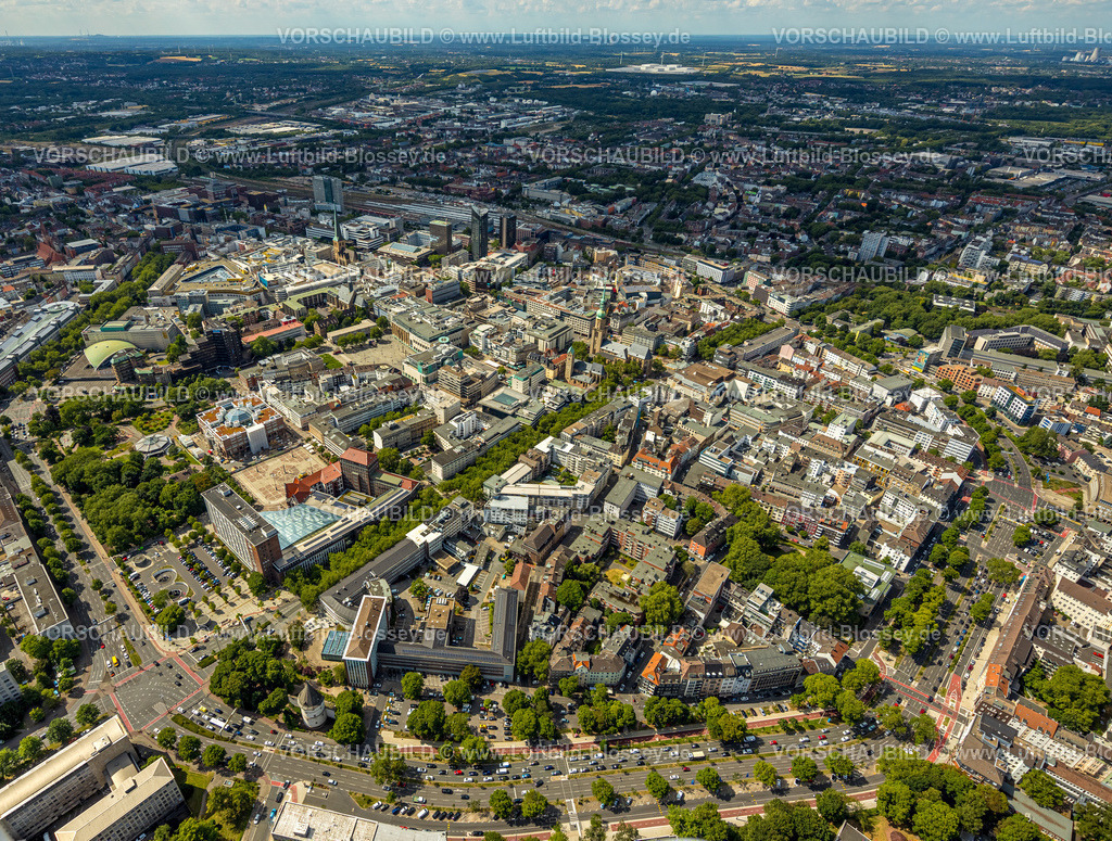 Dortmund230700187 | Luftbild, Wallring mit Innenstadt, Rathaus mit Friedensplatz, Schauspielhaus, Reinoldikirche, City, Dortmund, Ruhrgebiet, Nordrhein-Westfalen, Deutschland