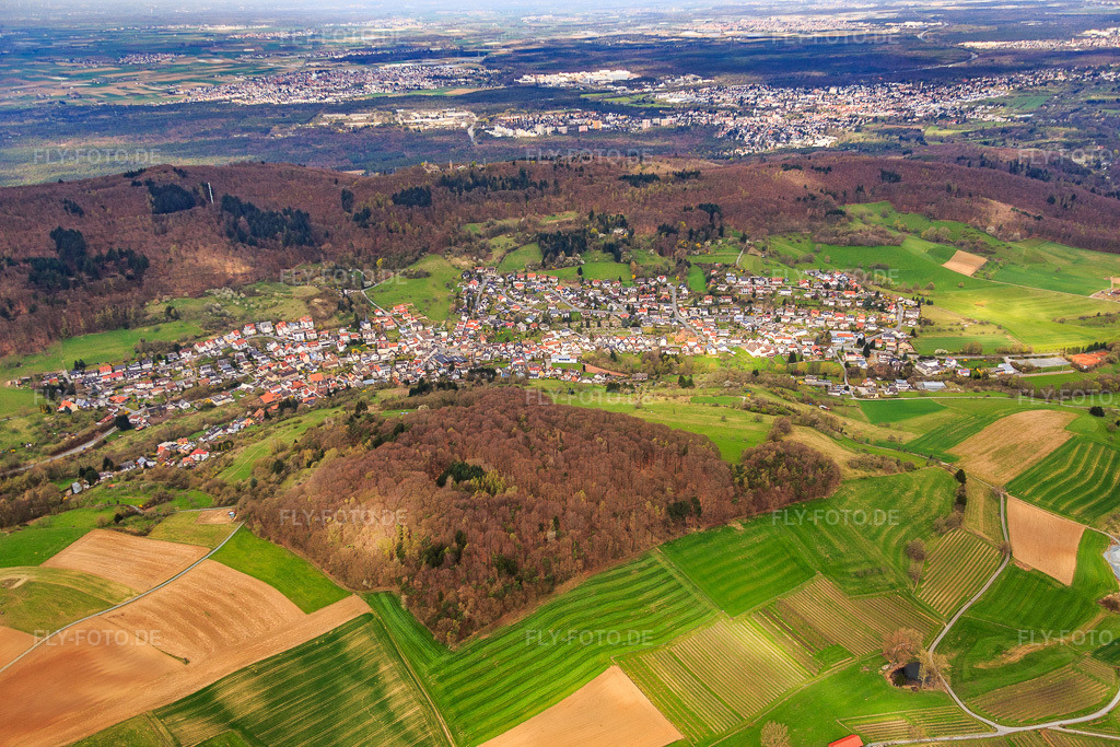 Luftbild: Ortsansicht von Südosten im Ortsteil Nieder-Beerbach in Mühltal im Bundesland Hessen in Deutschland. Foto: IMG_077227.jpg vom 12.04.2015 durch Werner Riehm/FLY-FOTO.de