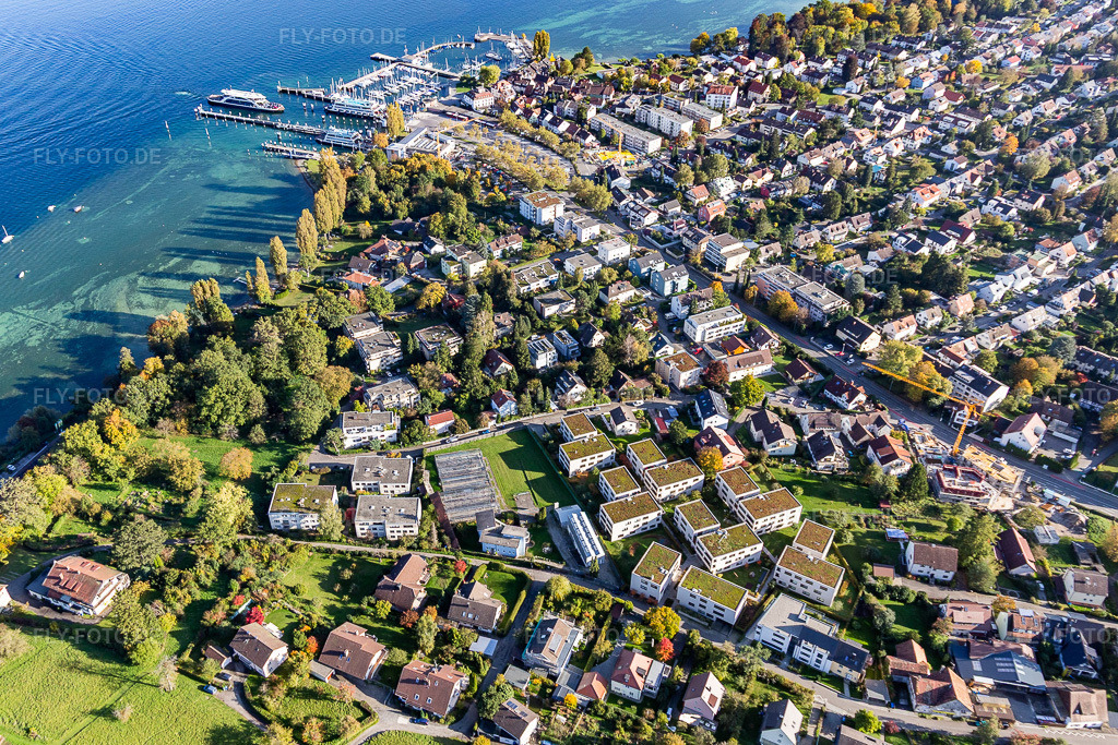 Luftbild: Uferbereiche am Seegebiet des Bodensee im Ortsteil Allmannsdorf in Konstanz im Bundesland Baden-Württemberg in Deutschland. Foto: IMG_119364.jpg vom 14.10.2019 durch Werner Riehm/FLY-FOTO.de