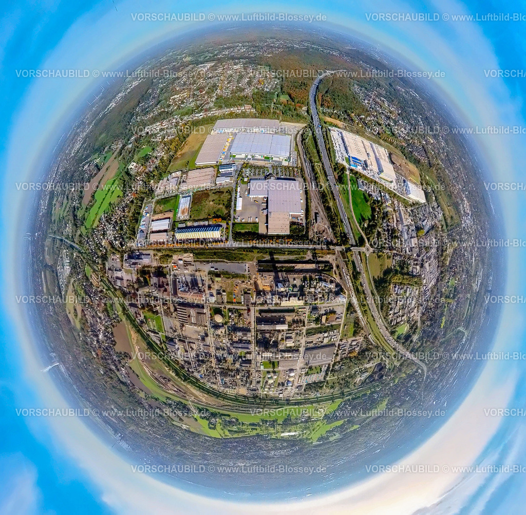 Oberhausen20221006_1Ruhrchemie-2 | Luftbild, OQ Werk Ruhrchemie, Chemiewerk, Gewerbegebiet Waldteich, Fisheye Aufnahme, Fischaugen Aufnahme, 360 Grad Aufnahme, Holten, Oberhausen, Fisheyeaufnahme, Ruhrgebiet, Nordrhein-Westfalen, Deutschland