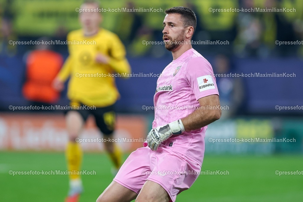 UCL01102501211 | 01.10.2025, Fußball, UEFA Champions League, Borussia Dortmund - Athletic Club Bilbao, BVB Stadion, 2. Spieltag, Saison 2025 2026: Torhüter Unai Simon (Bilbao #01)  Regulations prohibit any use of photographs as image sequences and or quasi-video.