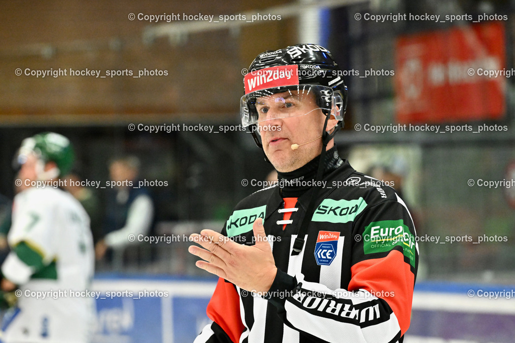 EC IDM WÄRMEPUMPEN VSV vs. FTC-TELEKOM JÉGKORONG | SMETANA LADISLAV Referee, EC IDM WÄRMEPUMPEN VSV vs. FTC-TELEKOM JÉGKORONG, EC IDM WÄRMEPUMPEN VSV vs. FTC-TELEKOM JÉGKORONG am 19.10.2025 in Villach (Stadthalle Villach), Austria, (Photo by Bernd Stefan)