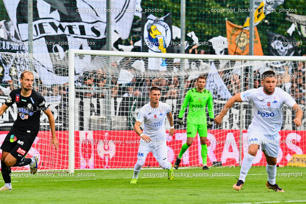 SAK vs. SK Sturm 22.7.2023 | #4 Jon Gorenc Stankovic, #24 Zoran Vukovic, #99 Uros Palibrk