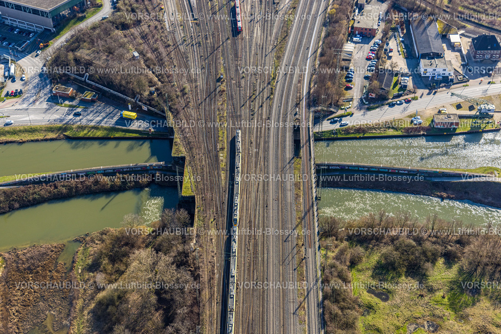 Hamm230215824 | Luftbild, Große Eisenbahnbrücke, Querung Hafenstraße, Fluss Lippe und Datteln-Hamm-Kanal, Mitte, Hamm, Ruhrgebiet, Nordrhein-Westfalen, Deutschland