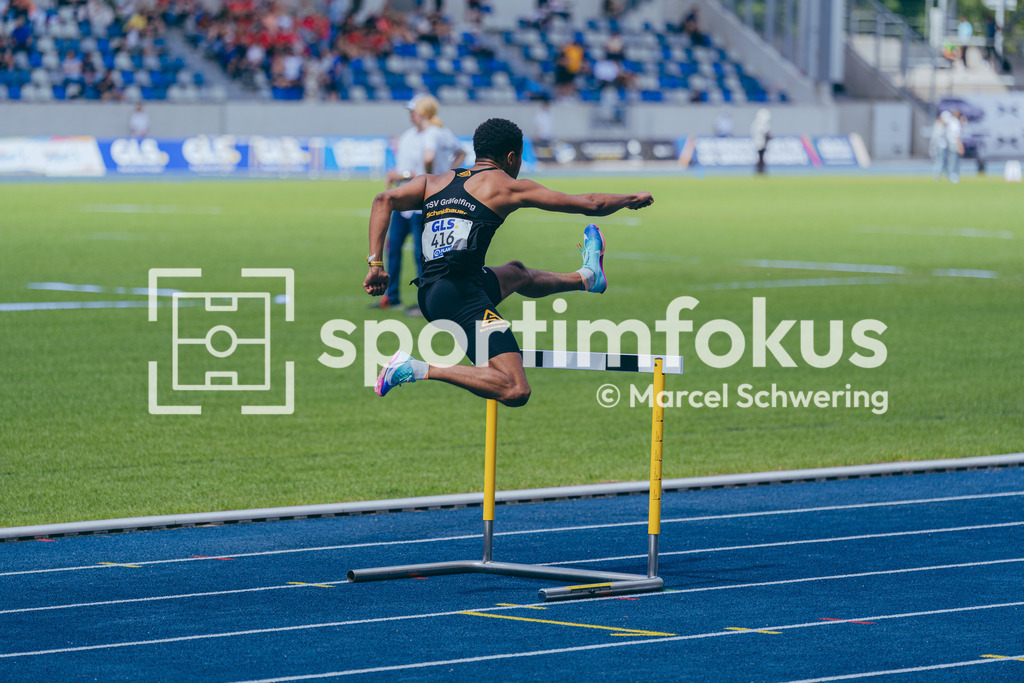 DM U23 U18 Bochum 2026 | Jakob Ngom (TSV Gräfelfing), Startnummer 416, 400 Meter Hürden, Deutsche Meisterschaften der U18 &amp; U23 2026, Lohrheidestadion Bochum-Wattenscheid, 04.07.2026 Foto: Marcel Schwering / sportimfokus - Realisiert mit Pictrs.com