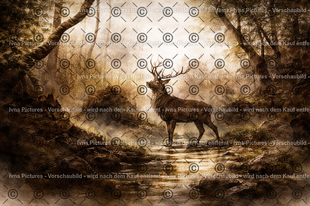 Hirsch im nebligen Wald | Ivna Pictures - Realisiert mit Pictrs.com
