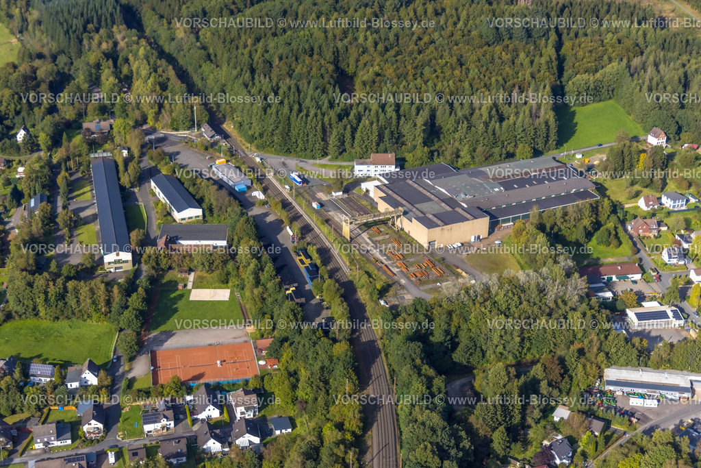 Kreuztal230911846 | Luftbild, Eisenbau Krämer GmbH Werksgelände, Bahnhof, Littfeld, Kreuztal, Siegerland, Nordrhein-Westfalen, Deutschland