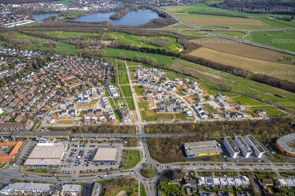 Duisburg230302470 | Luftbild, Angerbogen, Wohngebiet Alter Angerbach, Baugebiet, Huckingen, Duisburg, Ruhrgebiet, Nordrhein-Westfalen, Deutschland