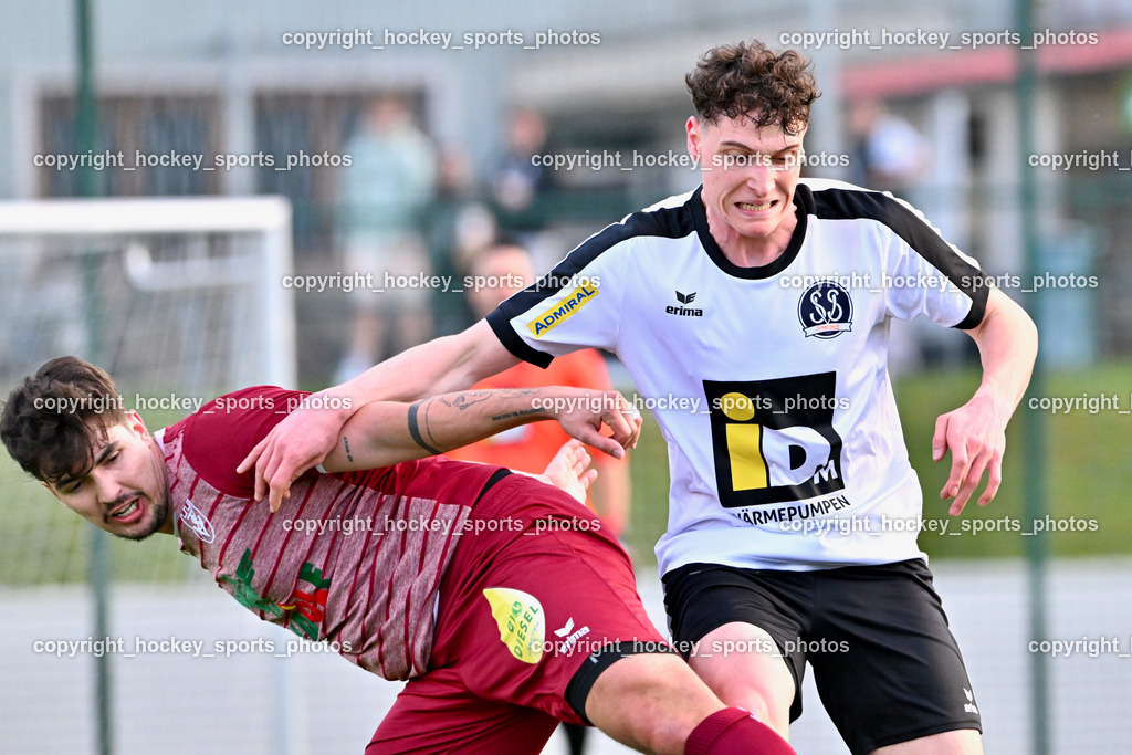 SV Spittal vs. VST Völkermarkt 5.4.2024 | #9 Anze Pisek VST Völkermarkt, #3 Killian Brandner SV Spittal, SV Spittal vs. VST Völkermarkt 5.4.2024, SV Spittal vs. VST Völkermarkt am 05.04.2024 in Spittal an der Drau (Goldeck Stadion), Austria, (Photo by Bernd Stefan)