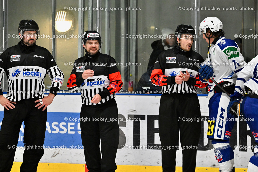 ESC SPARKASSE STEINDORF vs. UECR Huben  | WIDMANN Florian Referee, OFNER Christian Referee, #71 Sinegubovs Antons UECR EISBÄREN HUBEN, ESC SPARKASSE STEINDORF vs. UECR Huben , ESC SPARKASSE STEINDORF vs. UECR Huben  am 06.02.2026 in Steindorf (Ossiachersee Halle), Austria, (Photo by Bernd Stefan)