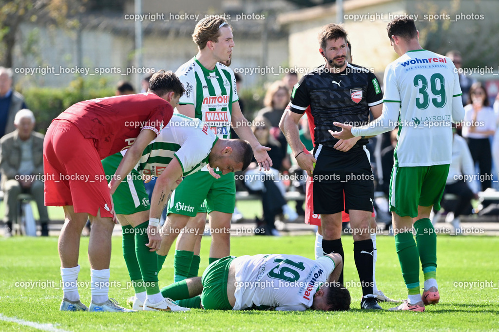 SV Donau Klagenfurt vs. SAK | Jürgen Hartenberger Referee, #11 Luka Jerin SAK, #24 Zoran Vukovic SV Donau,  #9 Sinan Samardzic SAK, #70 Melvin Osmic SV Donau,  #39 Marko Latincic SV Donau,  #19 Sufjan Sulemani SV Donau,  SV Donau Klagenfurt vs. SAK, SV Donau Klagenfurt vs. SAK am 11.04.2026 in Klagenfurt (Sportplat Donau ), Austria, (Photo by Bernd Stefan)
