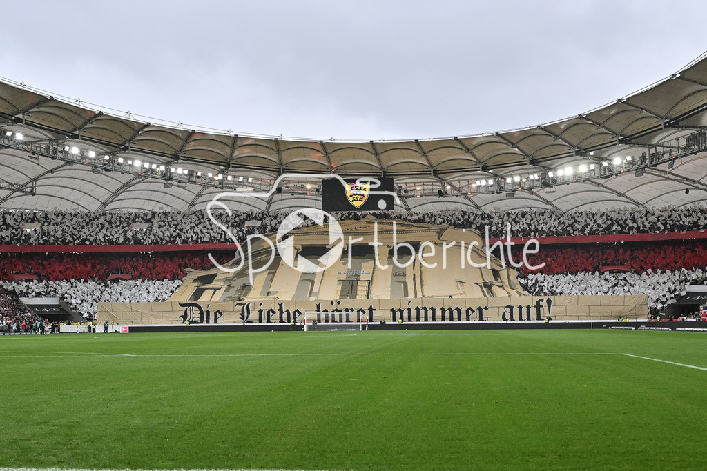 VfB Stuttgart - Hamburger SV | STUTTGART, GERMANY - 12. APRIL: Fans from Stuttgart with a great Choreographie before the Bundesliga Match between VfB Stuttgart vs. Hamburger SV on Matchday 29 at MHP Arena / DFL REGULATIONS PROHIBIT ANY USE OF PHOTOGRAPHS AS IMAGE SEQUENCES AND/OR QUASI-VIDEO