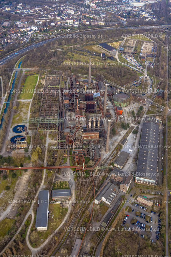 Duisburg240304780 | Luftbild, Landschaftspark Duisburg-Nord, Industrieanlage und Freizeitpark, BAB Autobahn A42 und Fluss Alte Emscher, Obermeiderich, Duisburg, Ruhrgebiet, Nordrhein-Westfalen, Deutschland, Duisburg-N