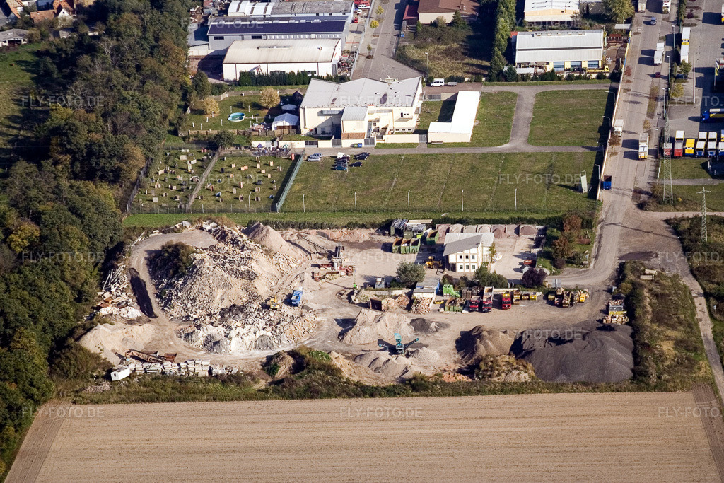 Luftbild: Bauschuttrecycling Gaudier im Ortsteil Minderslachen in Kandel im Bundesland Rheinland-Pfalz in Deutschland. Foto: IMG_8485.jpg vom 07.10.2007 durch Werner Riehm/FLY-FOTO.de