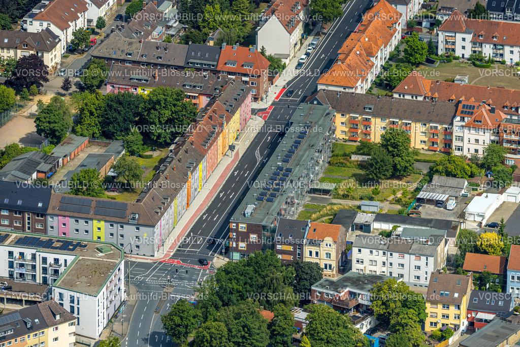 Hamm250700743Mitte | Luftbild, Wohngebiet Goethestraße B63 und Straßenkreuzung mit Alleestraße, Mitte, Hamm, Ruhrgebiet, Nordrhein-Westfalen, Deutschland