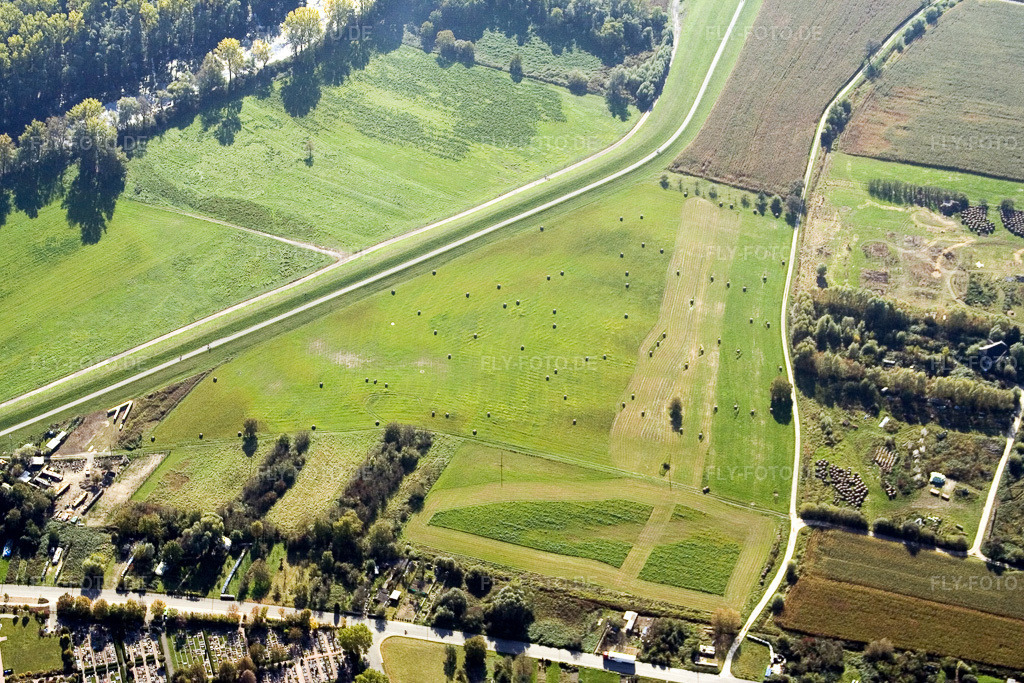 Luftbild: Rheindamm im Ortsteil Maximiliansau in Wörth im Bundesland Rheinland-Pfalz in Deutschland. Foto: IMG_8735.jpg vom 14.10.2007 durch Werner Riehm/FLY-FOTO.de