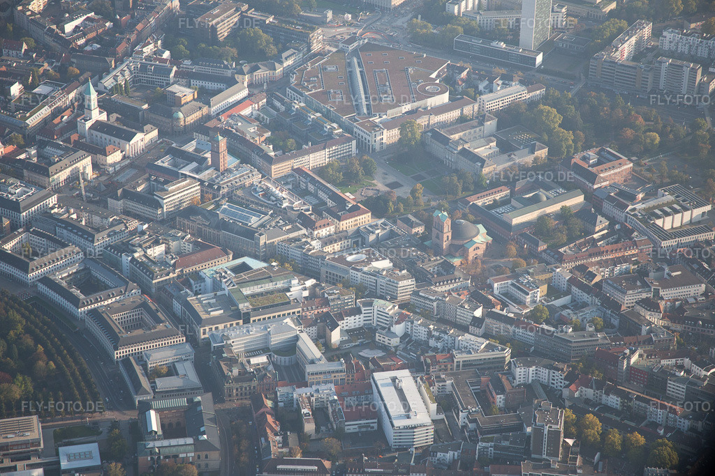 Luftbild: Friedrichsplatz im Ortsteil Innenstadt-West in Karlsruhe im Bundesland Baden-Württemberg in Deutschland. Foto: IMG_075448.jpg vom 26.10.2014 durch Werner Riehm/FLY-FOTO.de