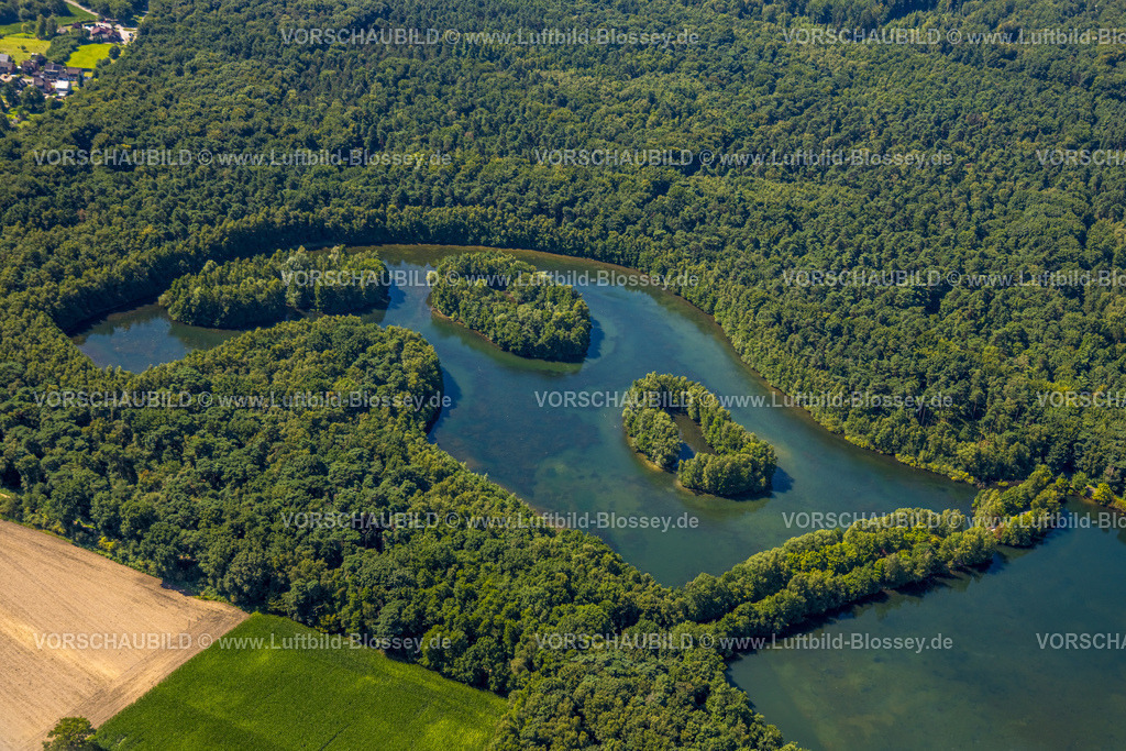 Bottrop250801561Kirchhellen | Luftbild, Heidesee mit bewaldeter Insel, Kirchhellen-Süd, Bottrop, Ruhrgebiet, Nordrhein-Westfalen, Deutschland