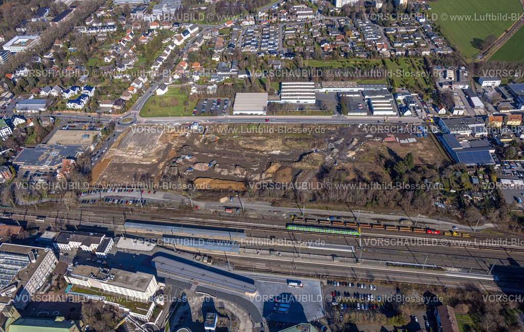 Unna230214030 | Luftbild, Baustelle Viktoriastraße, Bahnhof, Unna, Ruhrgebiet, Nordrhein-Westfalen, Deutschland