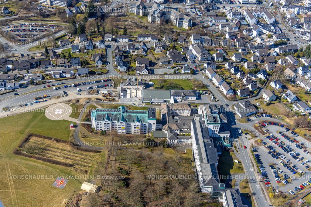 Meschede220302495 | Luftbild, St. Walburga-Krankenhaus Meschede, Meschede-Stadt, Meschede, Sauerland, Nordrhein-Westfalen, Deutschland