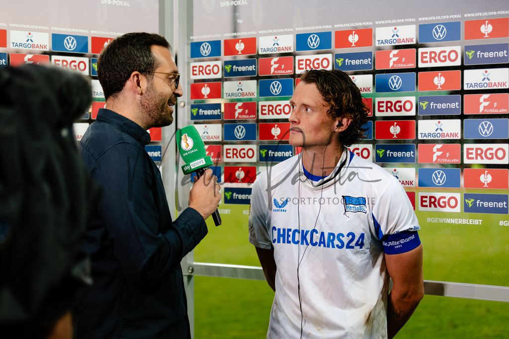 DFB-Pokal 2025/2026, 1. Runde: SC Preußen Münster - Hertha BSC Berlin | Münster, 18.08.2025: DFB-Pokal 2025/2026, 1. Runde, SC Preußen Münster gegen Hertha BSC Berlin im LVM-Preußenstadion in Münster.(Foto: sportfotografie.ms | Markus Paletta) - Realisiert mit Pictrs.com