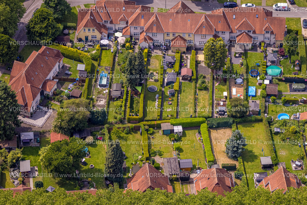 Herne250602237 | Luftbild, Bergmannssiedlung Teutoburgia mit roten Dächern, Häuser und Gartenanlagen, Börnig, Herne, Ruhrgebiet, Nordrhein-Westfalen, Deutschland