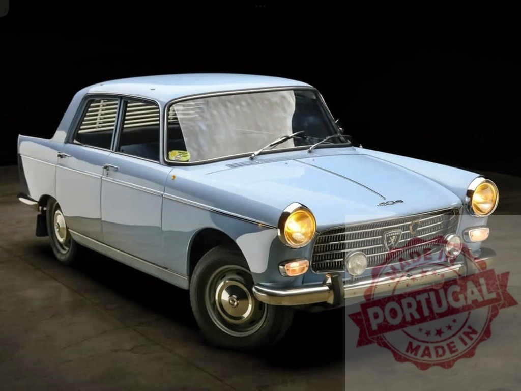 Classic blue Peugeot 404 vintage car model | Light blue Peugeot 404 sedan standing on dark background - Realized with Pictrs.com