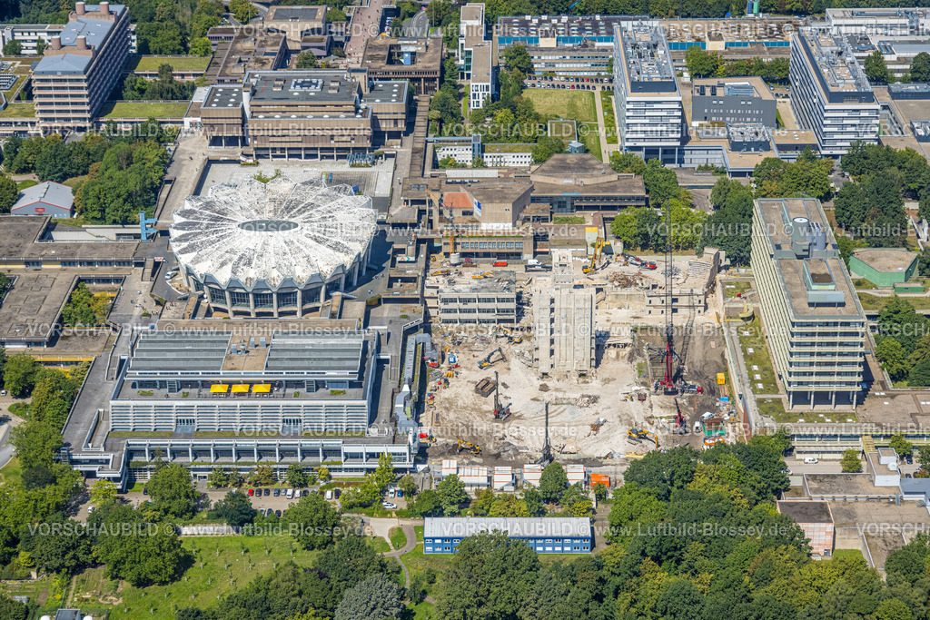 Bochum230801965 | Luftbild, RUB Ruhr-Universität Bochum, Baustelle Ersatzneubau NA, Querenburg, Bochum, Ruhrgebiet, Nordrhein-Westfalen, Deutschland