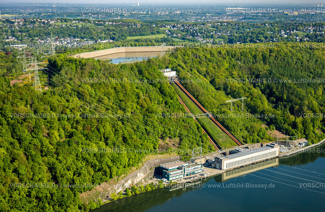 Herdecke240503311 | Luftbild, RWE Pumpspeicherkraftwerk Koepchenwerk am Hensteysee mit Speicherbecken, Herdecke, Ruhrgebiet, Nordrhein-Westfalen, Deutschland