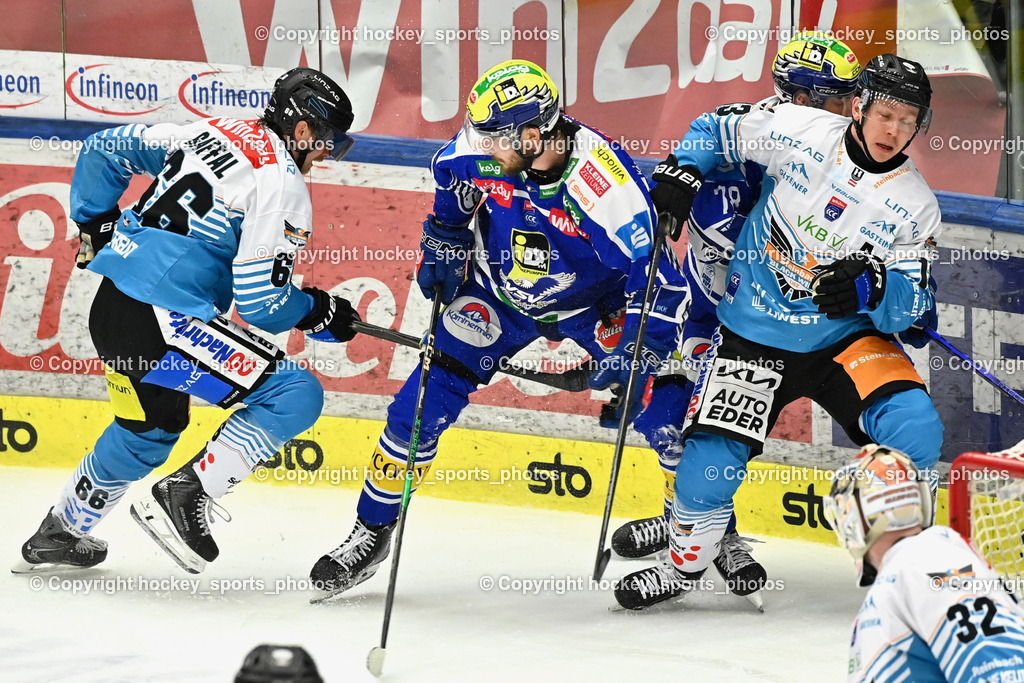 EC IDM WÄRMEPUMPEN VSV vs. Steinbach Black Wings Linz | #66 Stefan Gaffal Black Wings Linz, #8 Maximilian Rebernig EC VSV, #13 Gerd Kragl Black Wings Linz, EC IDM WÄRMEPUMPEN VSV vs. Steinbach Black Wings Linz, EC IDM WÄRMEPUMPEN VSV vs. Steinbach Black Wings Linz am 04.03.2026 in Villach (Stadthalle Villach), Austria, (Photo by Bernd Stefan)