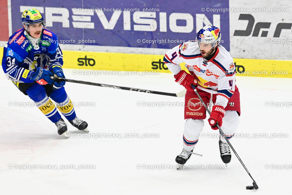 EC IDM WÄRMEPUMPEN VSV vs. EC Red Bull Salzburg | #4 Nienhuis Nash EC Redbull Salzburg, #34 Prodinger Dominik EC VSV, EC IDM WÄRMEPUMPEN VSV vs. EC Red Bull Salzburg, EC IDM WÄRMEPUMPEN VSV vs. EC Red Bull Salzburg am 17.01.2025 in Villach (Stadthalle Villach), Austria, (Photo by Bernd Stefan)