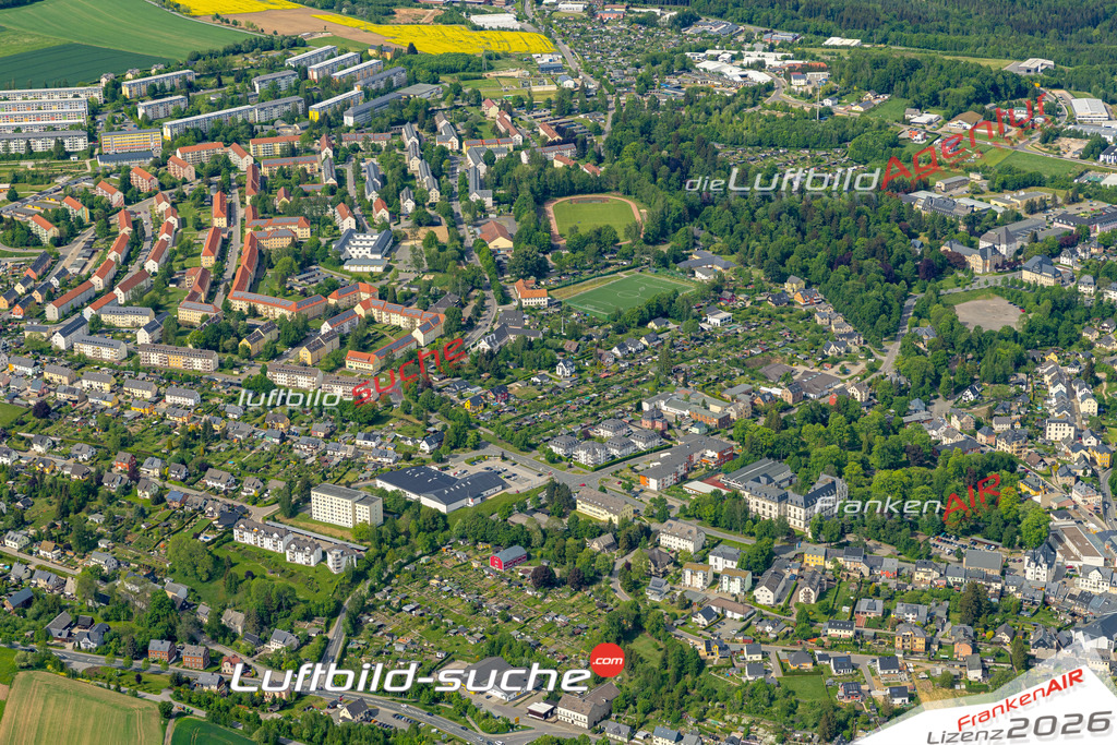 Das Luftbild der Stadt Schneeberg wurde 2022 vom Flugzeug heraus erstellt (keine Drohnen-Aufnahmen) Aufnahmehöhe ca.450 Meter- hohe Bildauflösung und Druck-Qualität. Garantiert!