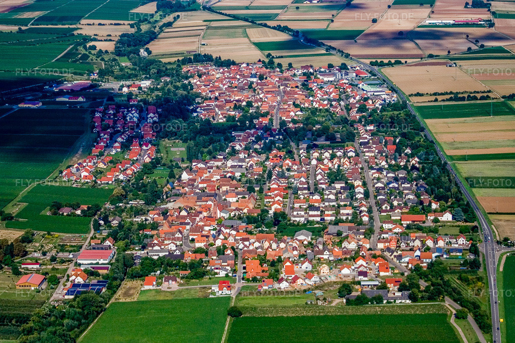 Luftbild: Dorf von Osten in Essingen im Bundesland Rheinland-Pfalz in Deutschland. Foto: IMG_12605.jpg vom 17.08.2008 durch Werner Riehm/FLY-FOTO.de