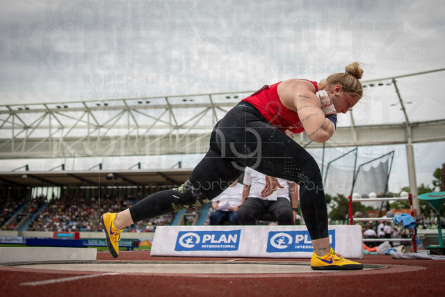 Golden Oval; Dresden, 31.05.2026 | DRESDEN , GERMANY - MAY 31:  Alina Kenzel (GER / Germany) competes in the women’s shot put during the Golden Oval Continental Tour Silver meeting on May 31, 2026 at Heinz-Steyer-Stadion in Dresden, Saxony, Germany.