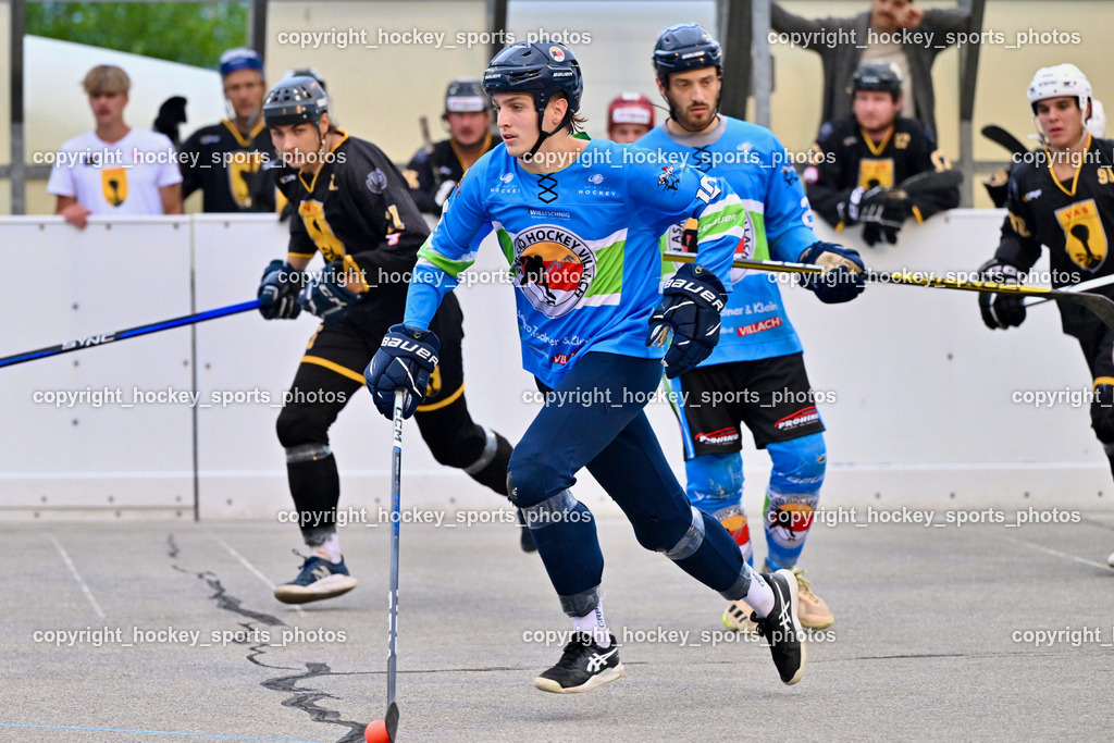 ASKÖ Hockey Villach vs. VAS Ballhockey  | #10 RASPOTNIG Julian ASKÖ Villach Hockey, #22 FRIEDRICH Lukas ASKÖ Villach Hockey, ASKÖ Hockey Villach vs. VAS Ballhockey , ASKÖ Hockey Villach vs. VAS Ballhockey  am 06.07.2025 in Villach (Alpen Arena ), Austria, (Photo by Bernd Stefan)