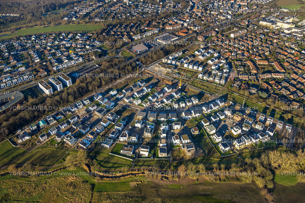 Duisburg241201928 | Luftbild, Angerbogen, Wohngebiet Alter Angerbach, Neubaugebiet, Huckingen, Duisburg, Ruhrgebiet, Nordrhein-Westfalen, Deutschland