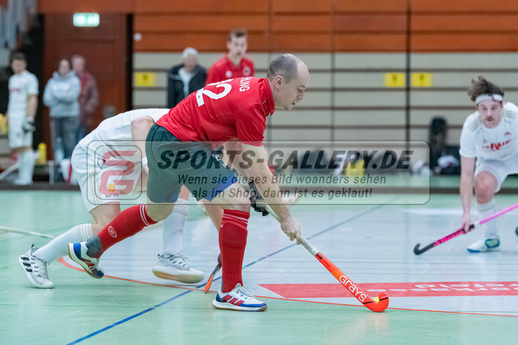 HK_20230122_103232 | 1. Bundesliga ( Halle ) Herren Crefelder HTC - Rot-Weiss Köln am 22.1.2023 Crefelder HTC  ( CHTC ) Halle Glockenspitz , Krefeld , Ehling Jonathan ( Crefelder HTC #22 )