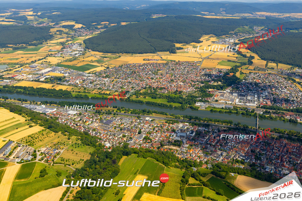 Das Luftbild zeigt :  Elsenfeld - Die Luftaufnahme wurde 2023 vom UL-Flugzeug aus erstellt ( keine Drohne ) - Hochauflösende Luftaufnahme - Für grossformatige Ausdrucke geeignet. Die Geschenkidee !Mit Lizenz und Bildrechte bestellbar