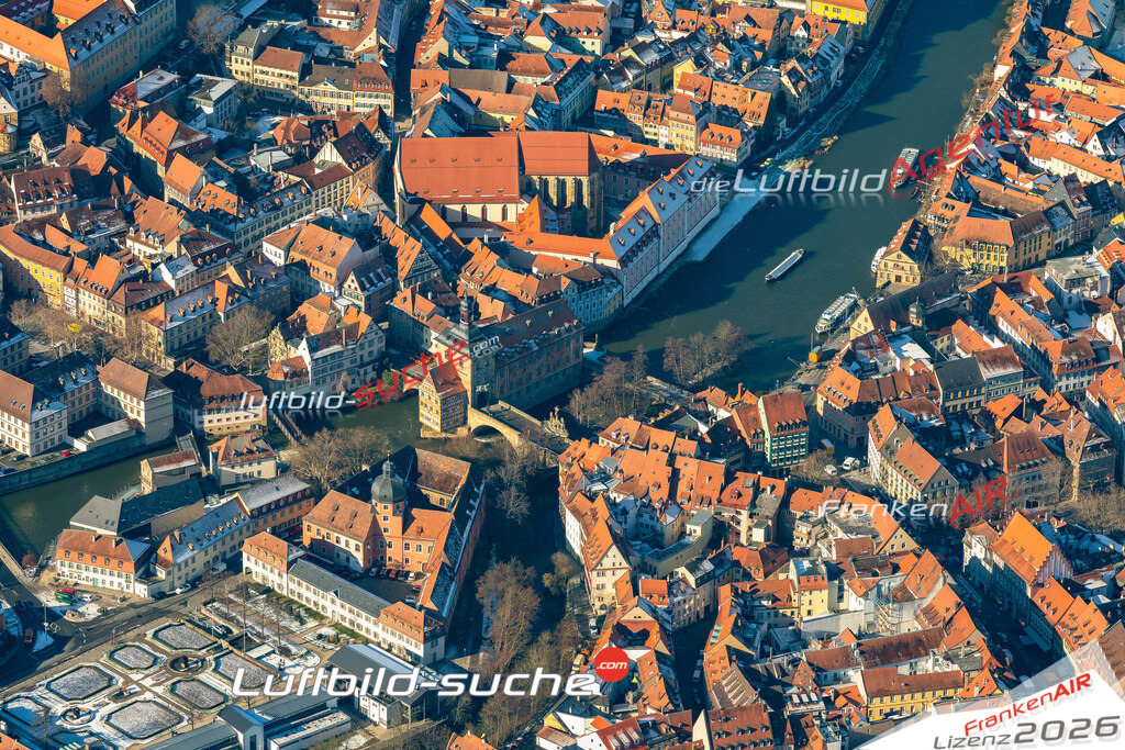 aktuelles Luftbild von Altes-rathaus-bamberg  - Luftaufnahme wurde 2019 von https://frankenair.de mittels Flugzeug (keine Drohne) erstellt.