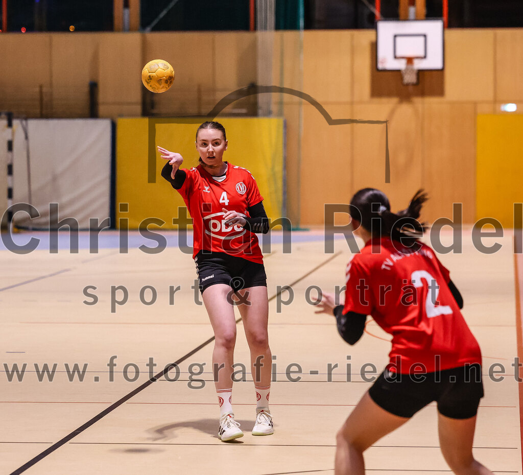 2025-01-18_101_SpVgg_Altenerding_gegen_TV_Altoetting | Erding, Deutschland, 18.01.2025:Handball, Bezirksoberliga Frauen Altbayern 2024 / 2024, 11. Spieltag, SpVgg Altenerding gegen TV Altötting, Endergebnis: 19:24Pia Zimmermann (TV Altötting, #4), Emilia Floroni (TV Altötting, #2)Foto: Christian Riedel / fotografie-riedel.net