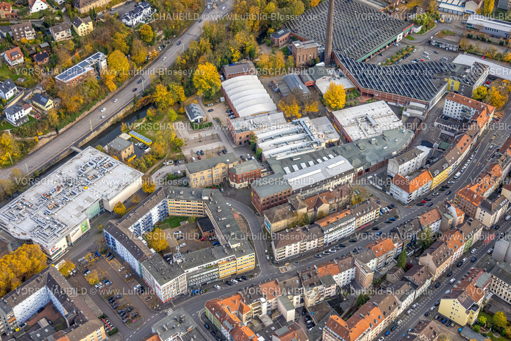 Hagen251102453 | Luftbild, Kino CineStar Hagen, Max-Reger-Musikschule, Elbershallen, herbstliche Bäume, Mittelstadt, Hagen, Ruhrgebiet, Nordrhein-Westfalen, Deutschland