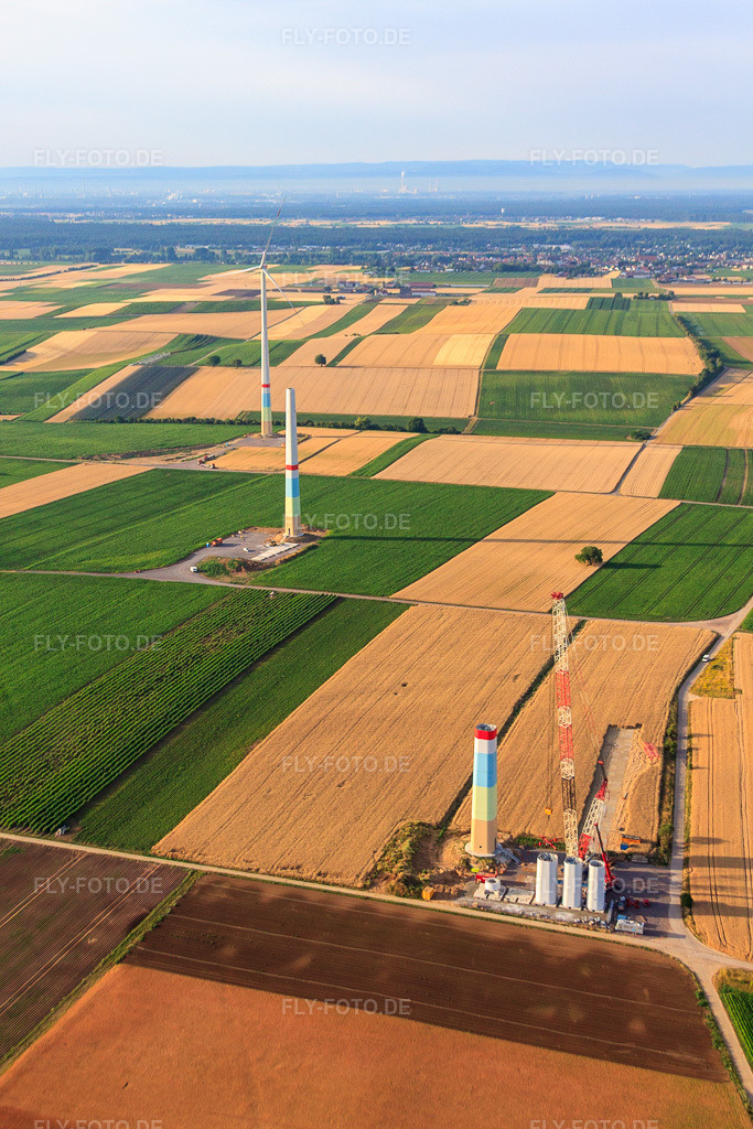 Luftbild: Windparkbaustellen in Offenbach an der Queich im Bundesland Rheinland-Pfalz in Deutschland. Foto: IMG_69698.jpg vom 04.07.2014 durch Werner Riehm/FLY-FOTO.de