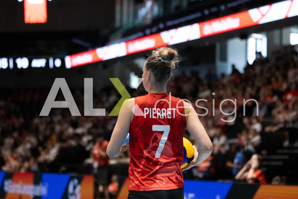 Austria v Switzerland - CEV European League Women | KRIENS, SWITZERLAND - JUNE 14: MÉLINE PIERRET of Switzerland during the CEV European League match between Austria and Switzerland at Pilatus Arena on June 14, 2026 in Kriens, Switzerland. - Realisiert mit Pictrs.com