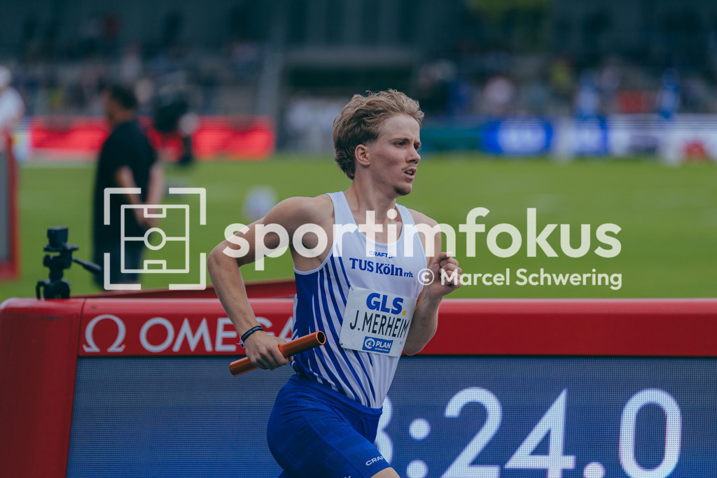 Deutsche Meisterschaften der Frauen und Männer 2026 | Jan Emanuel Merheim, TuS Köln rrh., 3x1000-Meter-Staffel, Deutsche Meisterschaften der Frauen und Männer 2026, Lohrheidestadion Bochum-Wattenscheid, 26.07.2026. Foto: Marcel Schwering / sportimfokus - Realisiert mit Pictrs.com