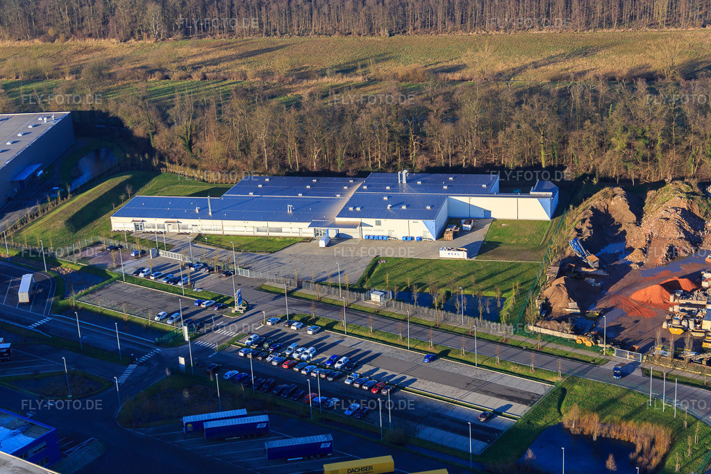 Luftbild: Gewerbegebiet Horst, Alfa Aesar GmbH im Ortsteil Minderslachen in Kandel im Bundesland Rheinland-Pfalz in Deutschland. Foto: IMG_076519.jpg vom 05.01.2015 durch Werner Riehm/FLY-FOTO.de